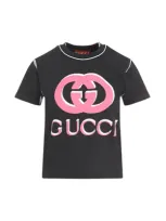 Gucci Logo Printed Crewneck T In Black