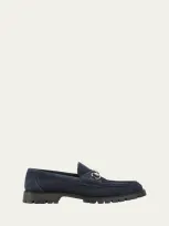 Gucci Sylke Suede Leather Loafers In Blue