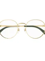 Gucci Round Frame Glasses In 002 Gold Gold Transparent