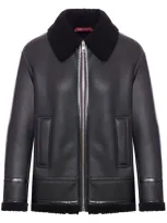 Gucci Shearling-trim Leather Jacket In Black