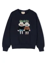 Gucci Kids' X Seungyoun Kim Cotton Sweatshirt In Blue