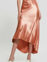 Guess Lilya Bias Cut Satin High-low Midi Skirt In Pink