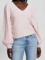 Guess Madeline Pointelle Detail Sweater In Low Key Pink