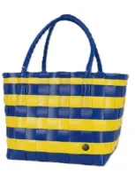 Handed By Paris Spirit Recycled Tote Bags In Cobalt Blue/sunshine Yellow