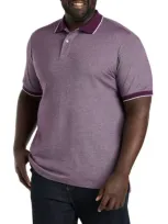 Harbor Bay By Dxl Oxford Tipped Polo Shirt In Potent Purple