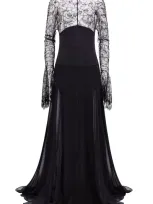 Harithand L'amour Crepe Silk Flared Sleeve Gown In Black