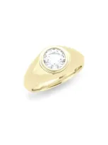 Hautecarat Round Brilliant Lab Created Diamond Ring In 3.00 Ctw 18k Yellow Gold