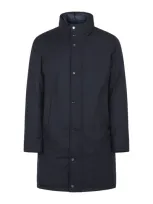 Herno Buttoned High Neck Coat In Blue