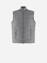 Herno Cashmere Silk High Collar Padded Gilet In Grey