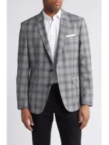 Hugo Boss Boss Hutson Glen Plaid Virgin Wool Sport Coat In Silver