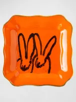 Hunt Slonem Bunny Portrait Plate - Orange