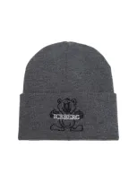 Iceberg Logo-embroidered Wool Beanie In Grey