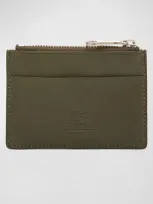 Il Bisonte Men's Cestello Leather Zip Card Case In Forest