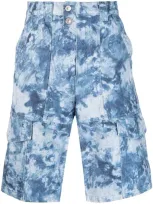 Isabel Marant Bleached-effect Cargo Shorts In Blau