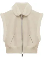 Isabel Marant Zipped Leather Gilet In Neutrals