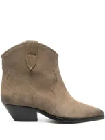 Isabel Marant Dewina Leather Ankle Boots In Grey