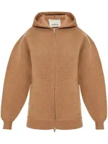 Isabel Marant Lanny Zipped Knitted Hoodie In Brown