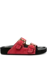 Isabel Marant Lennyo Suede Sandals In Scarlet Red