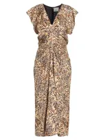 Isabel Marant Women's Lyndsay Animal-print Ruched Midi-dress In Natural