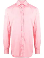 Isaia Cotton-lined Spread-collar Shirt In Pink