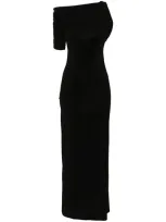 Jacquemus La Robe Drapeado Long Dress In Black