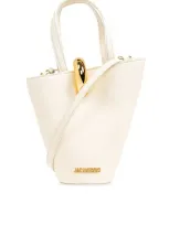 Jacquemus Le Petit Bambola Asymmetric Mini Bucket Bag In White