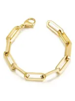 Jane Basch Designs Oversize Paper Clip Chain Bracelet In Gold