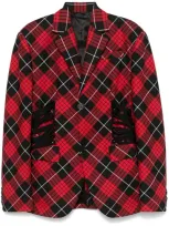 Jean Paul Gaultier Tartan Tailored Jacket In Red Black White