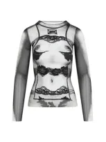 Jean Paul Gaultier Body Lace Mariniere Top In Grey