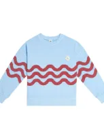 Jellymallow Kids' Wave Pigment Cotton Jersey Sweatshirt In Blue