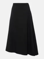 Jil Sander Asymmetric Flared Gabardine Midi Skirt In Black