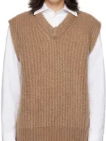 Jil Sander Brown V-neck Vest In 216 Meadow