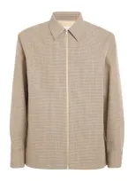 Jil Sander Check Zip-up Shirt Jacket In Grey