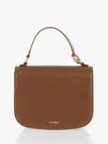 Jil Sander Leather Halo Handbag With Removable Shoulder Strap In Brown