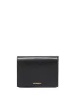 Jil Sander Logo-stamp Leather Card Holder In Black