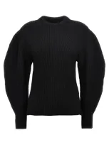 Jil Sander Ribbed Crew Neck Knitwear With Long Sleeves In Black