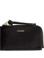 Jil Sander Small Leather Giro Wallet In Black