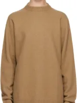 Jil Sander Oversized Brown Crewneck Knit Sweater For Men