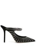 Jimmy Choo Bing Mesh Crystal-strap Mule Pumps In Blacksmoke Mix