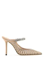 Jimmy Choo Bing Mesh Crystal-strap Mule Pumps In Cream