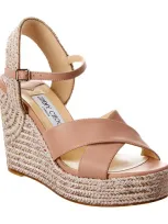 Jimmy Choo Dellena 100 Leather Wedge Sandals In Brown