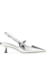 Jimmy Choo Didi 45 Leather Slingback Pumps In Silver