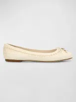 Jimmy Choo Elme Pearly Stud Bow Ballerina Flats In White