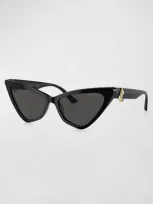 Jimmy Choo Jc Logo Acetate Cat-eye Sunglasses In Black