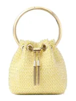 Jimmy Choo Micro Bon Bon Beaded Tote Bag In Yellow