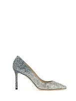 Jimmy Choo Romy 85 Glitter Pump In Silver