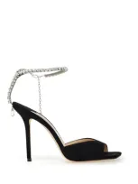 Jimmy Choo Black Suede Saeda 100 Sandals In Multicolor