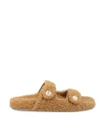 Jimmy Choo Shearling Strap Sandals In Rattan