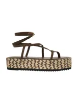 Johanna Ortiz Barbor Leather Platform Sandals In Brown