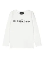 John Richmond Junior T-shirt Mit Pailletten-logo In Weiss